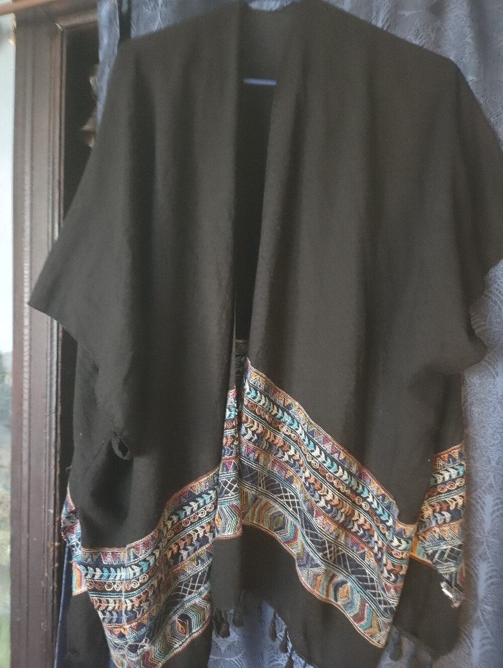 Black Gauze Enbroidered kimono Cover Up